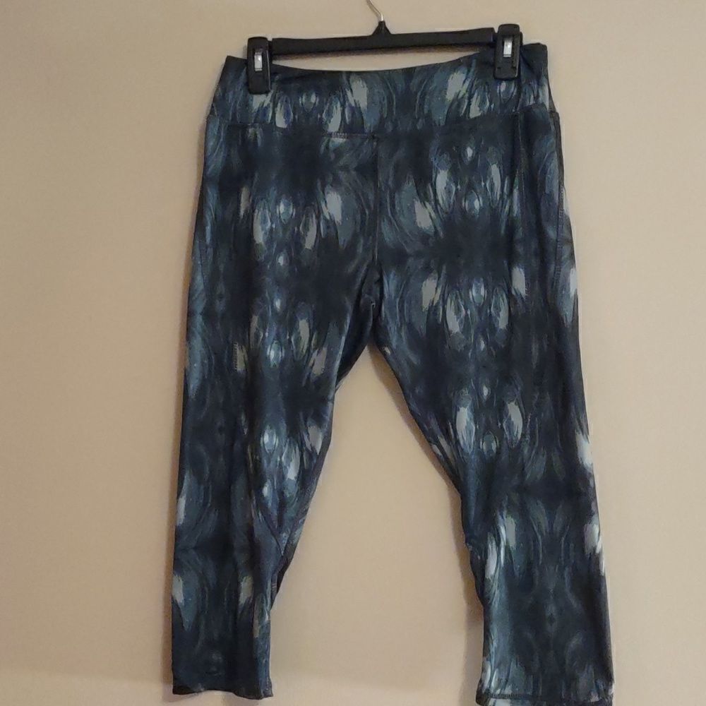 Kyodan pull on size L teal abstract jogger back zip pocket front slip in pocket
